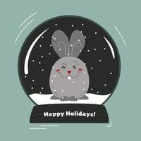 Illustration of a rabbit in a snow globe vector