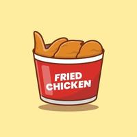 Floaing fried chicken with bucket illustration vector