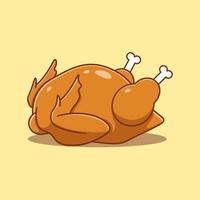 Ilustración de vector de dibujos animados de pollo asado
