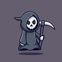 Cute grim reaper character illustration vector