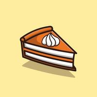 Slice of cake cartoon flat food icon vector