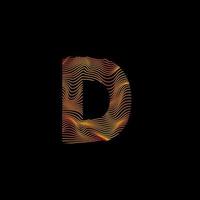 D letter wavy line. D letter with motion wave. Alphabet logo with colorful twisted lines. Creative vector illustration with zebra, sea, print and wavy pattern lines.