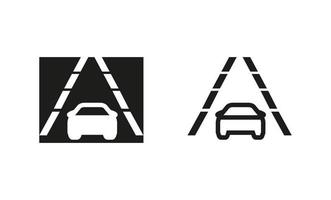 Car lane tracking icon. silhouette and linear original logo. Simple outline style sign symbol. Vector illustration isolated on white background. EPS 10.