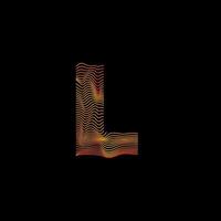 L letter wavy line. L letter with motion wave. Alphabet logo with colorful twisted lines. Creative vector illustration with zebra, sea, print and wavy pattern lines.