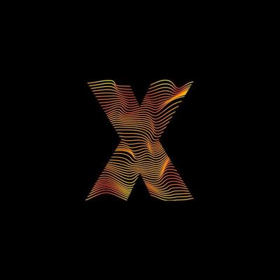 X letter wavy line. X letter with motion wave. Alphabet logo with colorful twisted lines. Creative vector illustration with zebra, sea, print and wavy pattern lines.