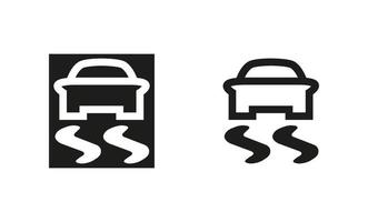 icono de advertencia de suelo resbaladizo del coche. silueta y logo original lineal. símbolo de signo de estilo de esquema simple. ilustración vectorial aislado sobre fondo blanco. eps 10. vector