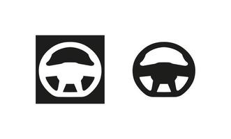 Modern car steering wheel icon. Silhouette and linear original logo. Simple outline style sign symbol. Vector illustration isolated on white background. EPS 10.