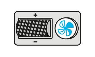 Car air conditioner setting icon. Car air conditioning adjustment button icon. Silhouette and linear original logo. Simple outline style sign icon. Vector illustration isolated on white background.