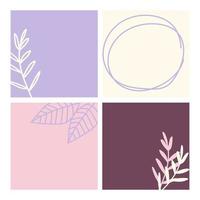 Social Media Post Templates for Mobile Apps. Minimalistic abstract background design in pastel rose and violet colors. Can be used for fashion, beauty, cosmetics content. Vector Illustration
