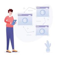 Website layout design, flat illustration of wireframe vector