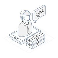 An editable isometric icon of Customer service vector