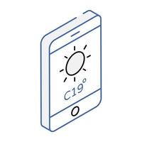 A mobile  weather app isometric icon vector