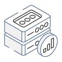 An icon of server analysis isometric vector