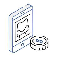 An isometric icon of online purchase vector