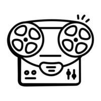 An editable sketchy icon of tape recorder vector