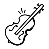 icono moderno de violín en estilo incompleto vector