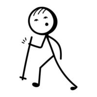 figura de palo estirando icono dibujado a mano de gimnasia vector