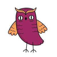 Cute owl, wild bird. Mystic. Halloween. Doodle style illustration vector