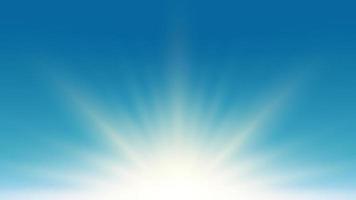 Summer sunlight glaring ray burst on blue sky nature background vector