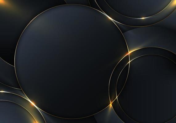 Abstract luxury background blue circles with golden ring with lighting effect