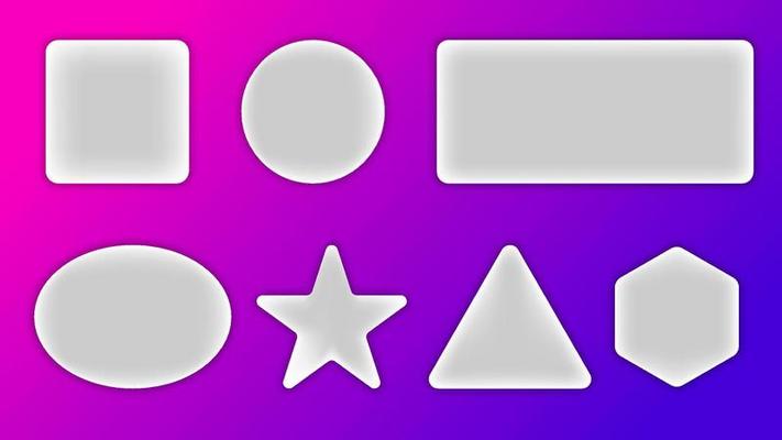 Set of 3D geometric white bubble label isolated on vibrant background