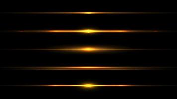 Set of elements horizontal glowing light ray effect isolated on black background vector