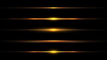 Set of elements horizontal glowing light ray effect isolated on black background vector