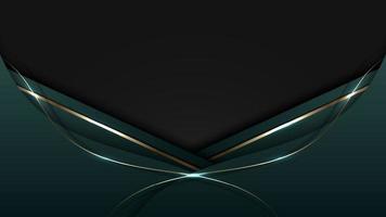 3D elegant abstract background green stripes wave shape with golden curve lines vector