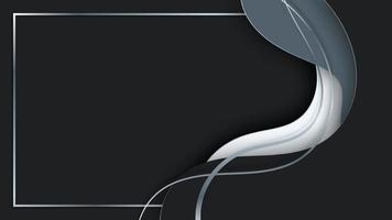Abstract banner template design black, gray and white wave shapes with lines on dark background paper cut style vector