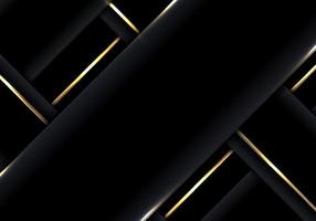 Abstract background luxury 3D black weave stripes with glowing golden lines paper cut style vector