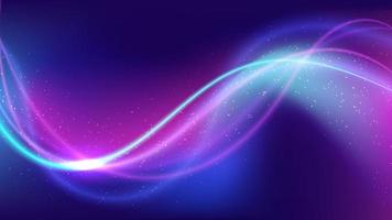 Abstract technology concept blue and pink wave with particles on vibrant color gradient background vector