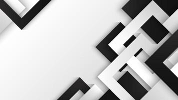 Banner template design abstract black and white geometric squares overlapping layer on clean background