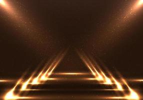 Empty fashion runway stage brown scene background with walkway spotlights and dust particles vector