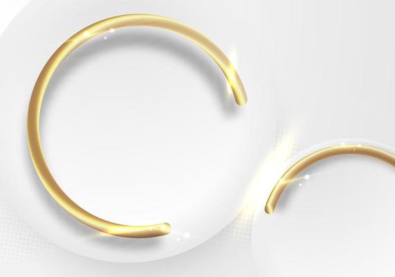 ABstract elegant white circles and 3D golden ring with glow lighting effect on clean background