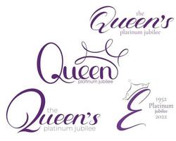 4 diseños vectoriales para el jubileo de platino de la reina. inscripciones escritas a mano. vector