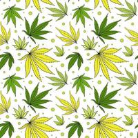 el cannabis deja un patrón sin costuras vectorial. papel digital de hierba verde sobre un fondo transparente.