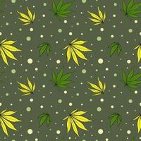 Ganja seamless pattern. Marijuanna leaves background. vector