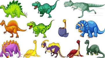 Many dinosaurs on white background vector