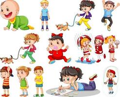 niños felices en diferentes acciones vector