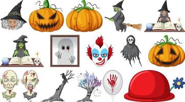 conjunto de halloween con monstruos aterradores vector