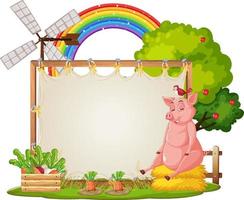 Empty banner template with farm animals vector