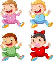 Set of different toddlers cartoon vector