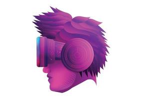 Metaverse Technology concept. A man head  facing with white background vector