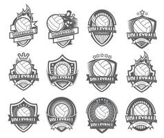 ilustración del conjunto de logotipos de voleibol en blanco y negro vector