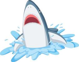 dibujos animados agresivos de gran tiburón blanco vector