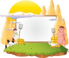 Empty banner template with farm animals vector