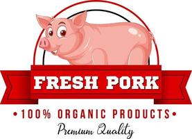 Pig cartoon character logo for pork products vector