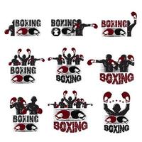 Illustration of fighter concept for boxing logo set vector