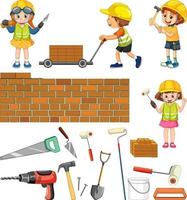 Set of construction site objects vector