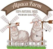 logotipo de granja de alpaca para productos de lana vector